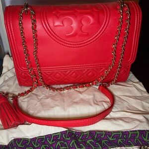 Tory Burch Bold Red Chain Shoulder Bag